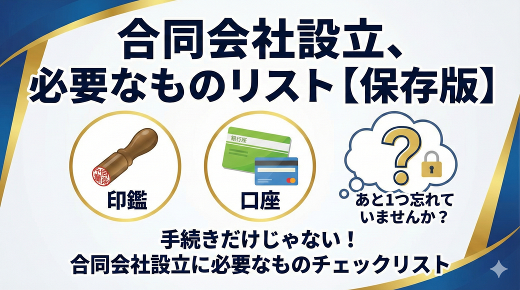 合同会社設立、必要なものリスト【保存版】印鑑・口座…あと1つ忘れていませんか？ Thumbnail